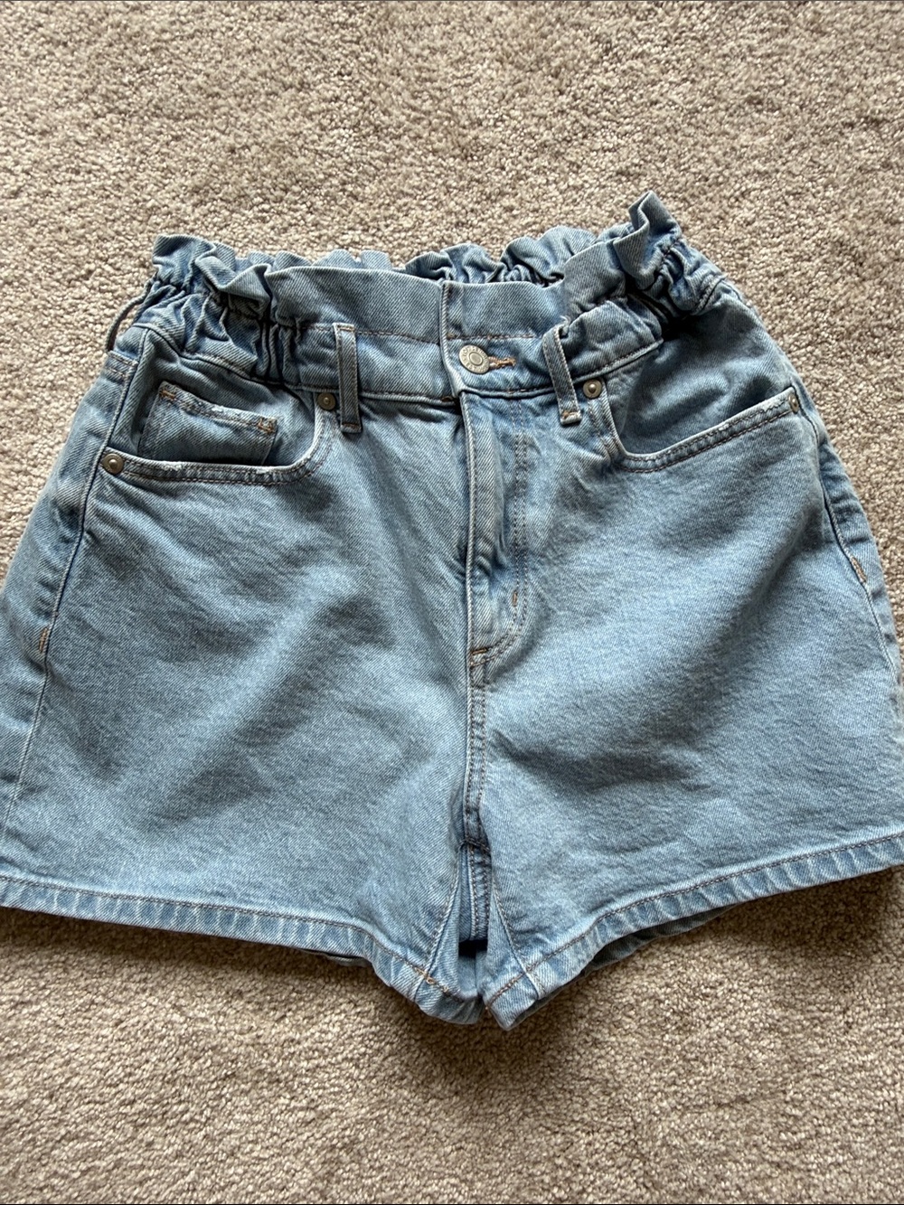LOFT Light Blue Paperbag Waist Denim Shorts